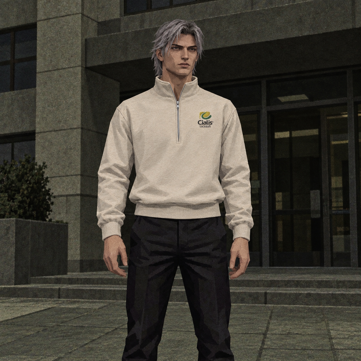 OFF-LABEL ad character wearing zip