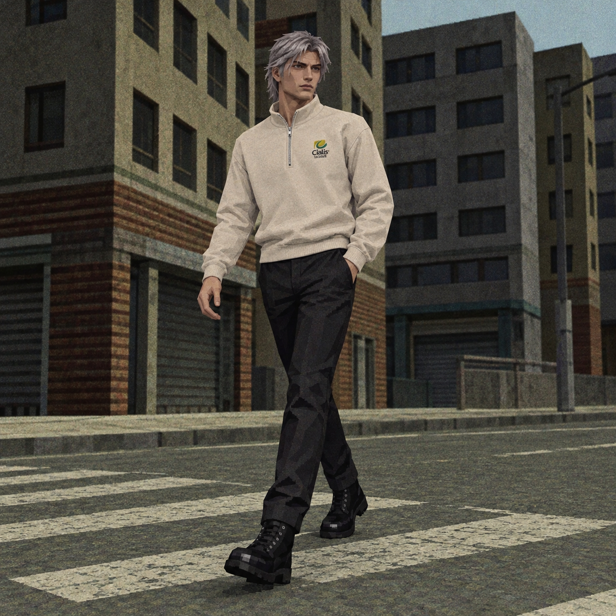 OFF-LABEL character wearing Cialis Zip